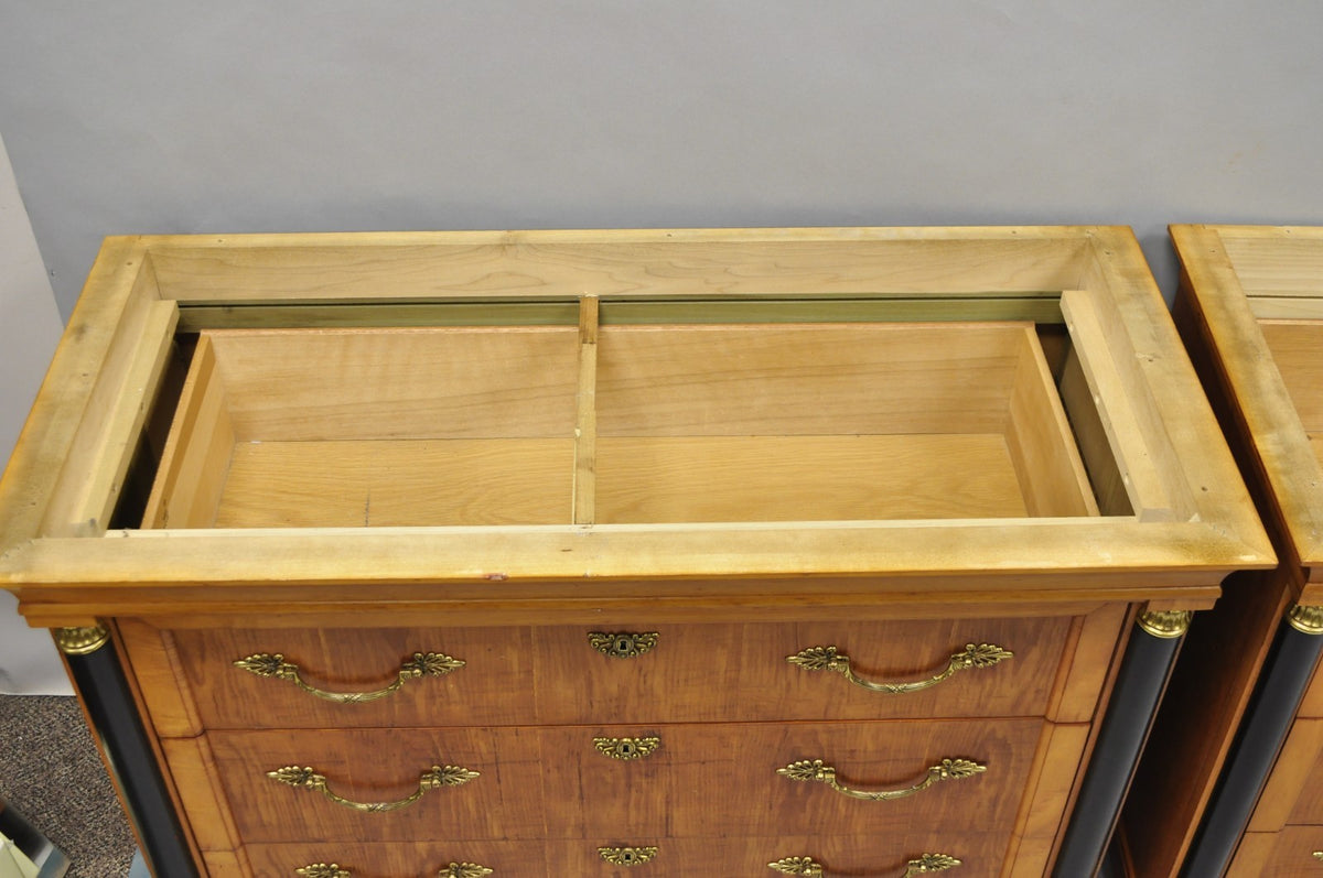 Thomasville Grand Classics Empire Biedermeier Maple Bachelor Chest Dresser, Pair