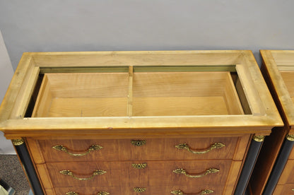 Thomasville Grand Classics Empire Biedermeier Maple Bachelor Chest Dresser, Pair