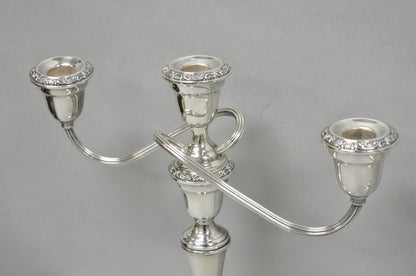 Vintage Gorham YC3021 Silver Plated 3 Arm Convertible Candelabra - a Pair
