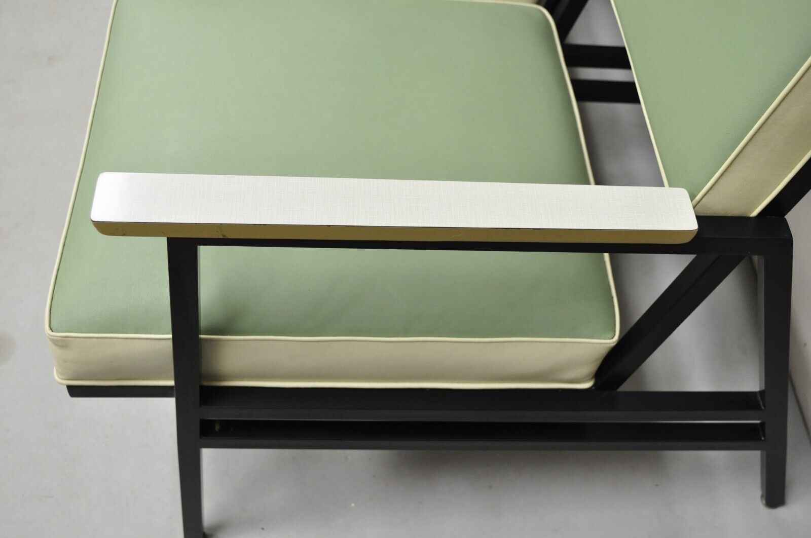 Vintage Steelcase Mid Century Modern Modular Black Metal 3 Pc Mint Green Sofa