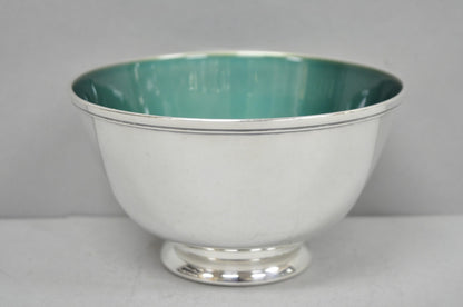 Vintage Mid Century Modern Towle 5003 Green Enamel Silver Plated 7" Footed Bowl