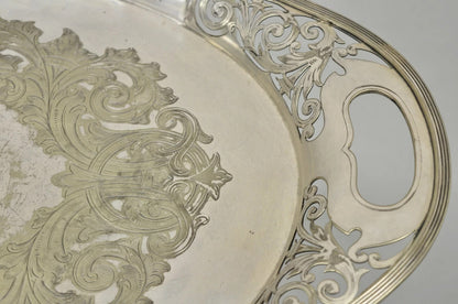 Antique D&H England Victorian Silver Plated Scalloped Serving Platter Bar Tray