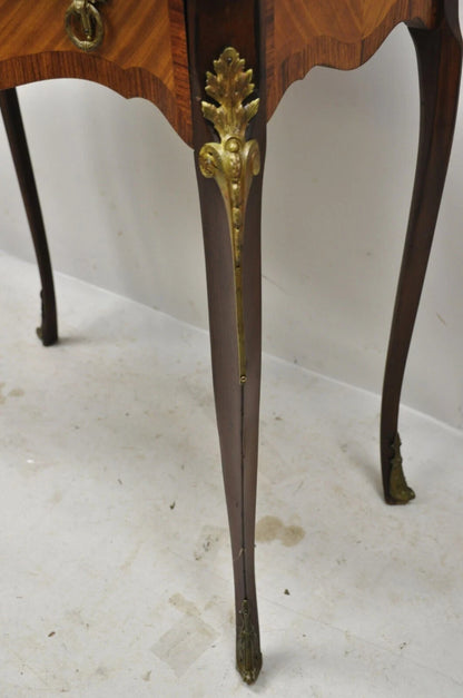 Antique French Louis XV Style Petite Curio Etagere with Satinwood Inlay & Mirror
