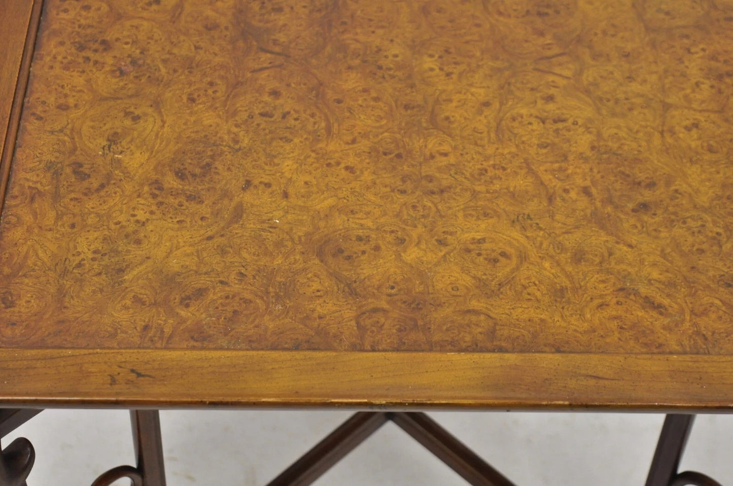 Michael Taylor for Baker Far East Asian Burl Wood Square Occasional Side Table