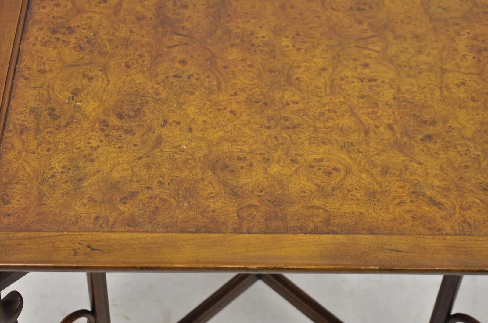 Michael Taylor for Baker Far East Asian Burl Wood Square Occasional Side Table