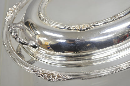 Vintage English Silver Mfg Silver Plated Covered Vegetable Serving Dish On Feet