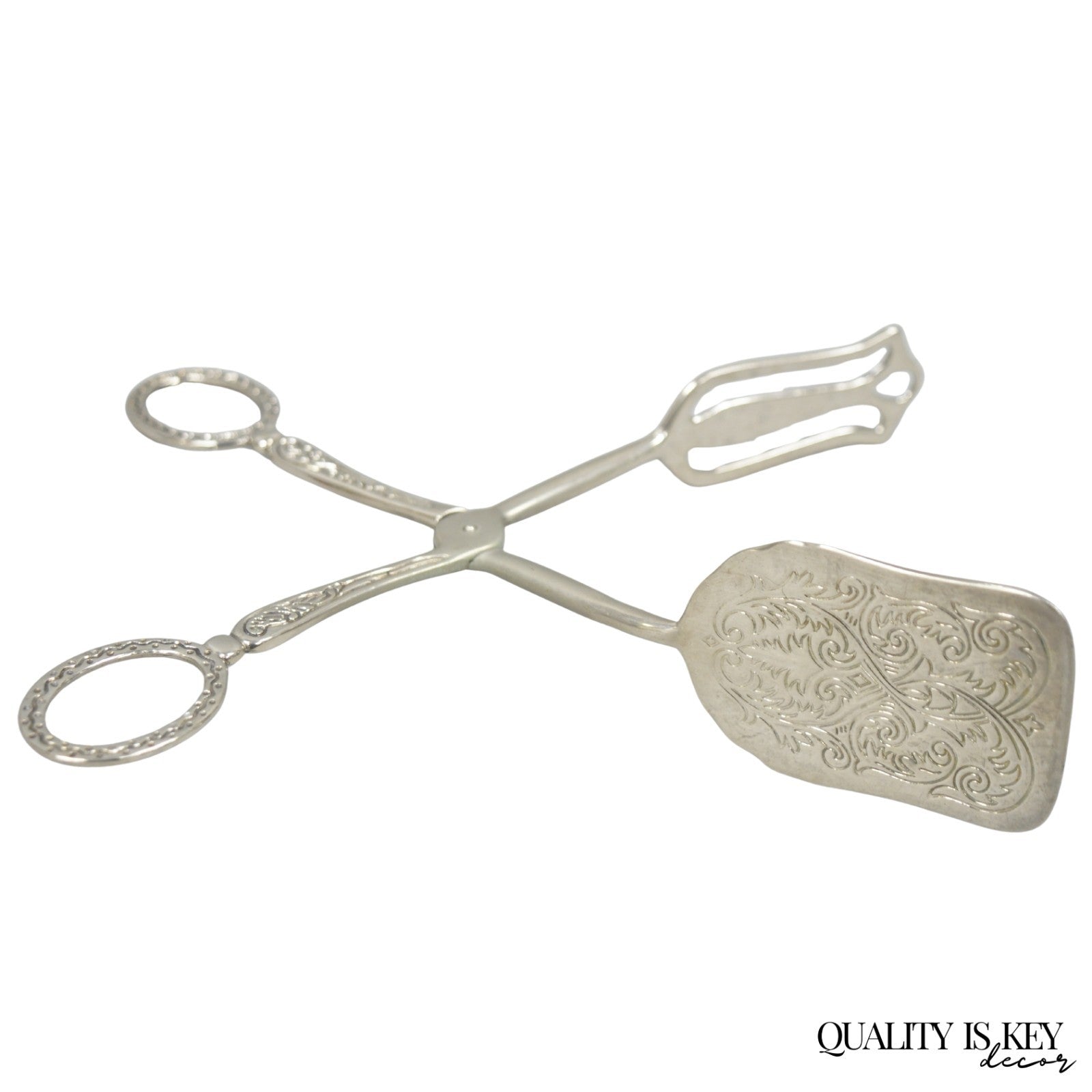 Vintage Silver Plated Victorian Style Pastry Bread Salad Asparagus Serving Tongs