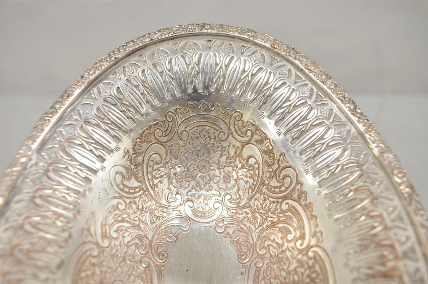 Vintage Ellis Barker Silver Plated Copper Small Pedestal Dish Trinket Bowl