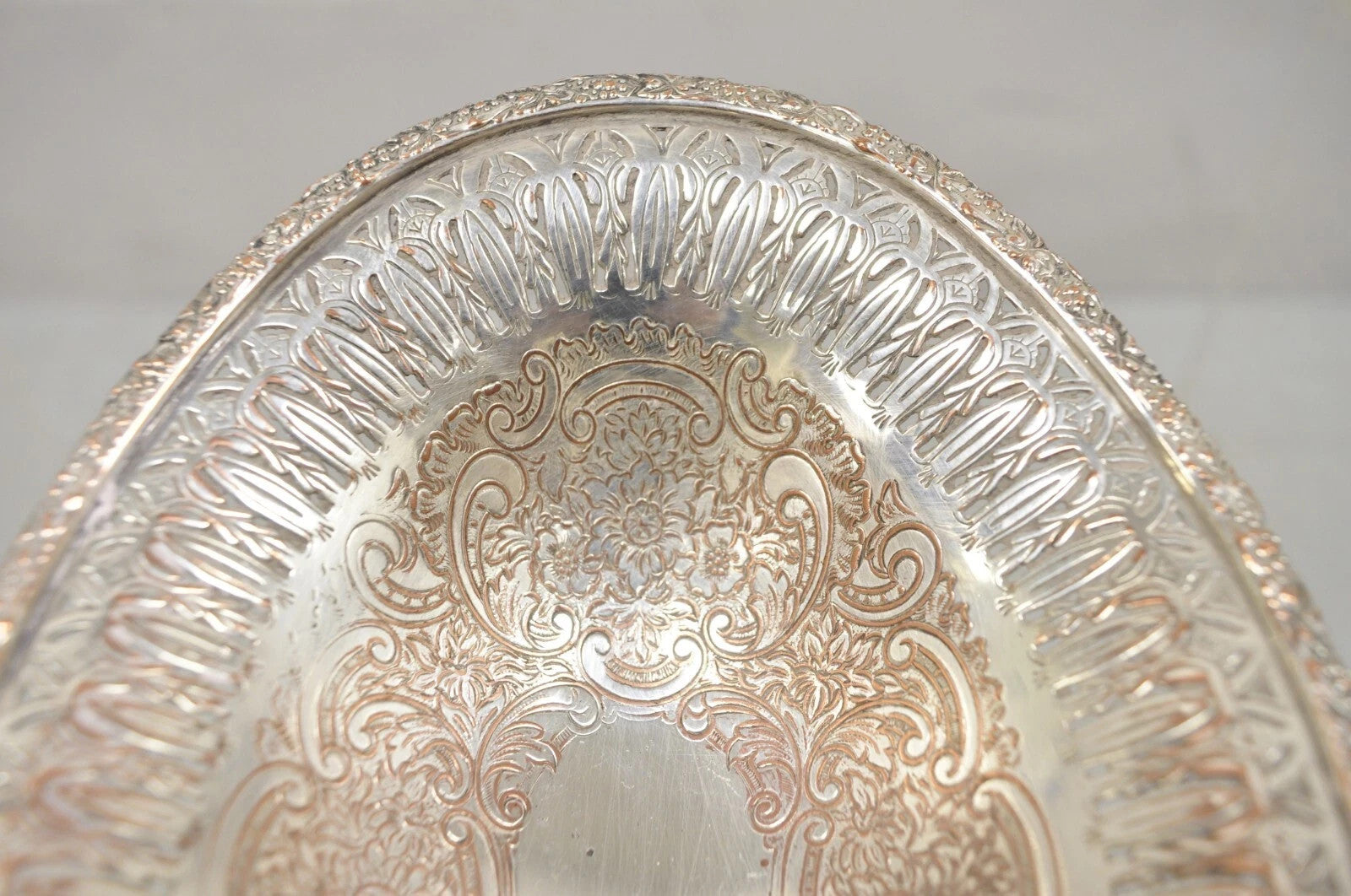 Vintage Ellis Barker Silver Plated Copper Small Pedestal Dish Trinket Bowl