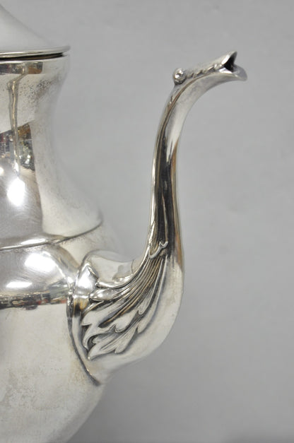 Vintage Victorian Silver Plated Footed Coffee Pot Tea Kettle