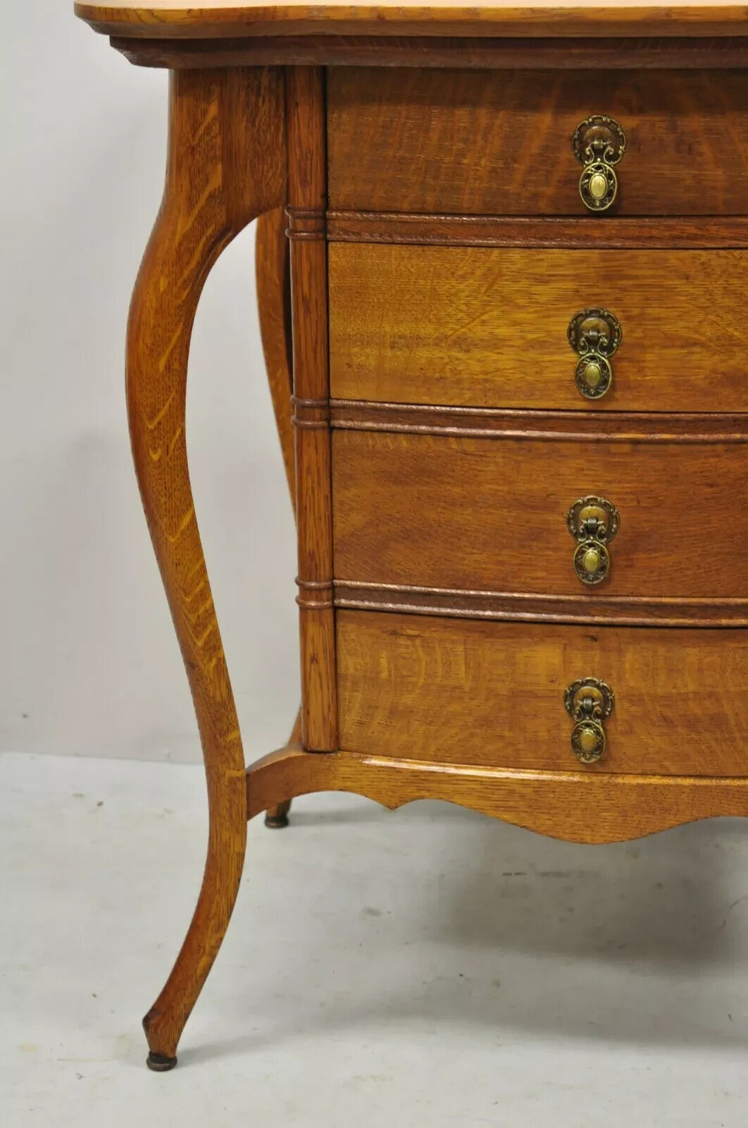 Antique Victorian Art Nouveau Golden Oak 4 Drawer Sewing Work Stand Side Table