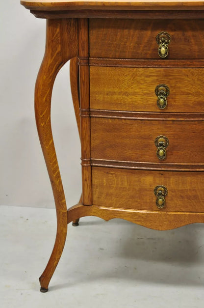 Antique Victorian Art Nouveau Golden Oak 4 Drawer Sewing Work Stand Side Table