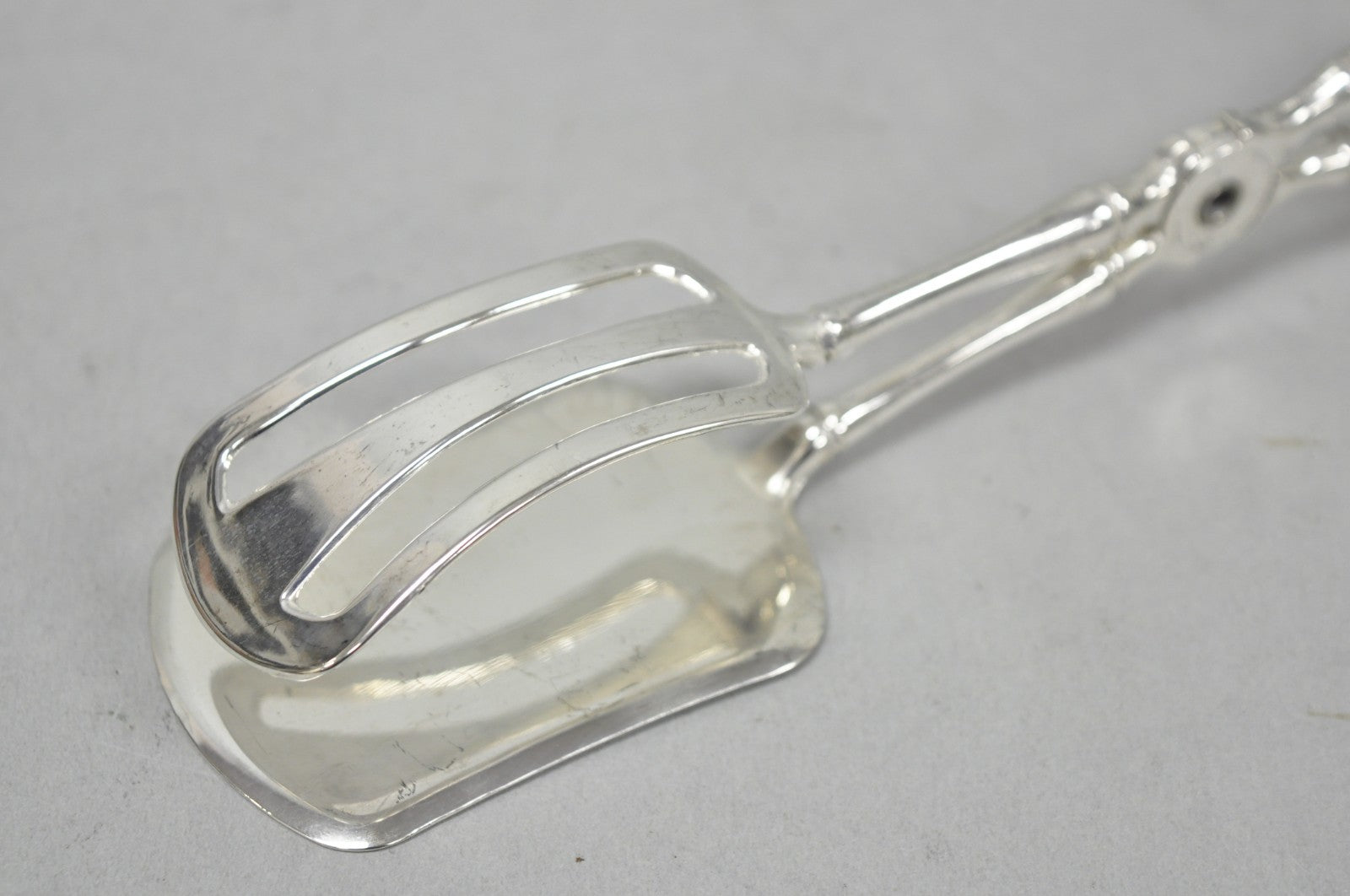 Vintage Silver Plated Faux Bamboo Scissor Style Pastry Cake Serving Tongs