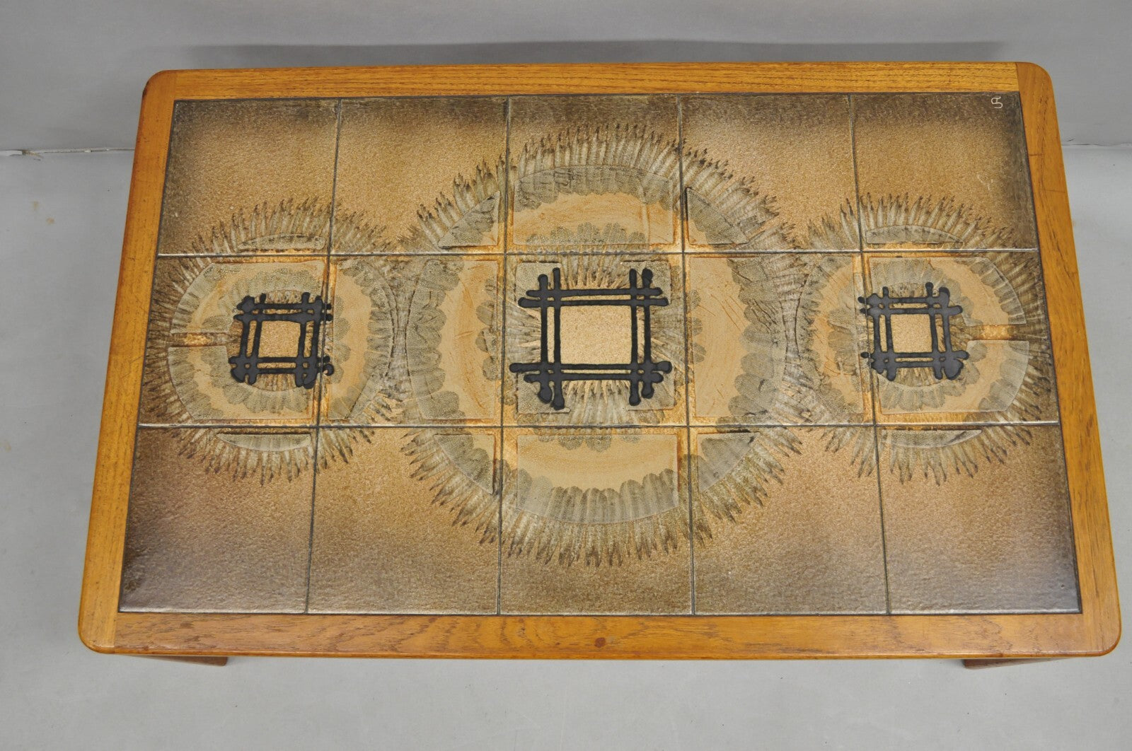 Johannes Andersen Mid Century Danish Modern Ceramic Tile Teak Wood Coffee Table