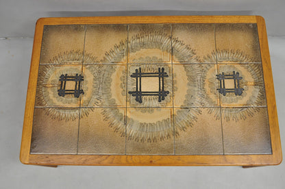 Johannes Andersen Mid Century Danish Modern Ceramic Tile Teak Wood Coffee Table