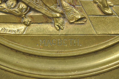 19th C. Emile Louis Picault Macbeth Bronze Relief Pedestal Compote Tazza Dish