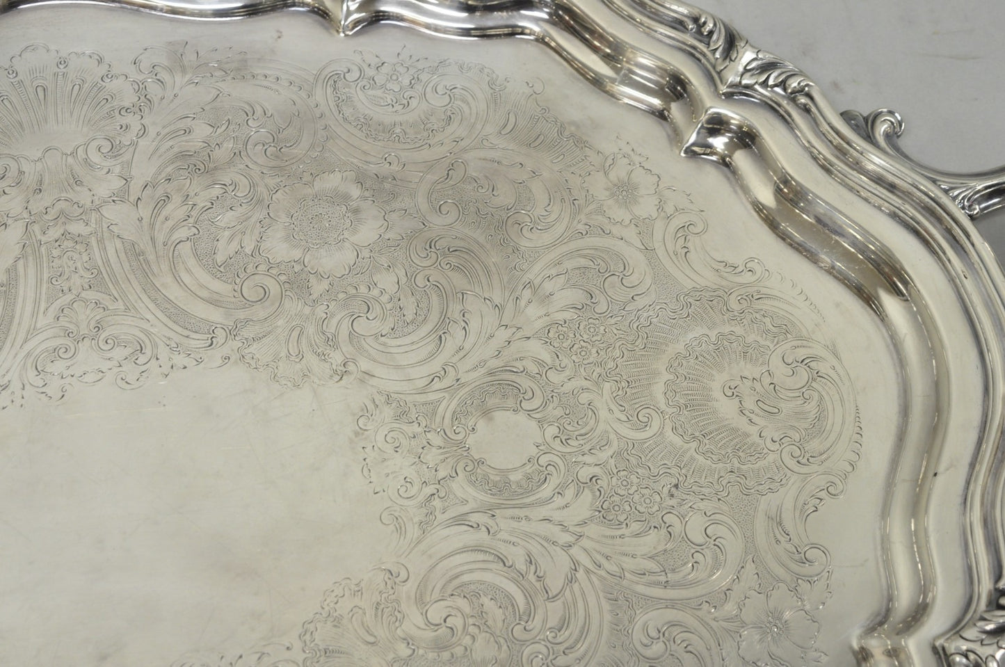 Antique Reed & Barton Winthrop Silver Plated Victorian Bar Serving Platter Tray