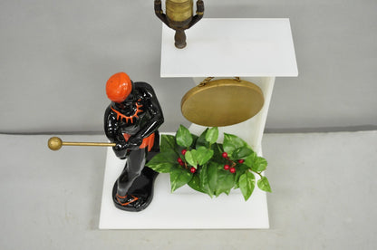 Vintage Mid Century Modern Figural African Black Male w/ Gong Acrylic Table Lamp