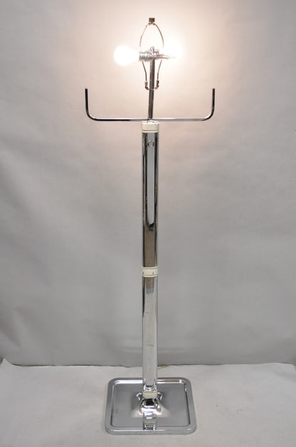 Vintage Postmodern Silver Chrome Metal Sculptural Modernist Pole Floor Lamp