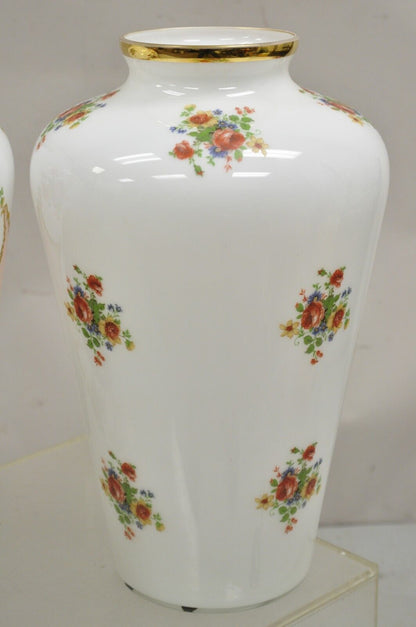Vintage French Style Large White Blown Glass Transfer Scene Jar Vases - a Pair