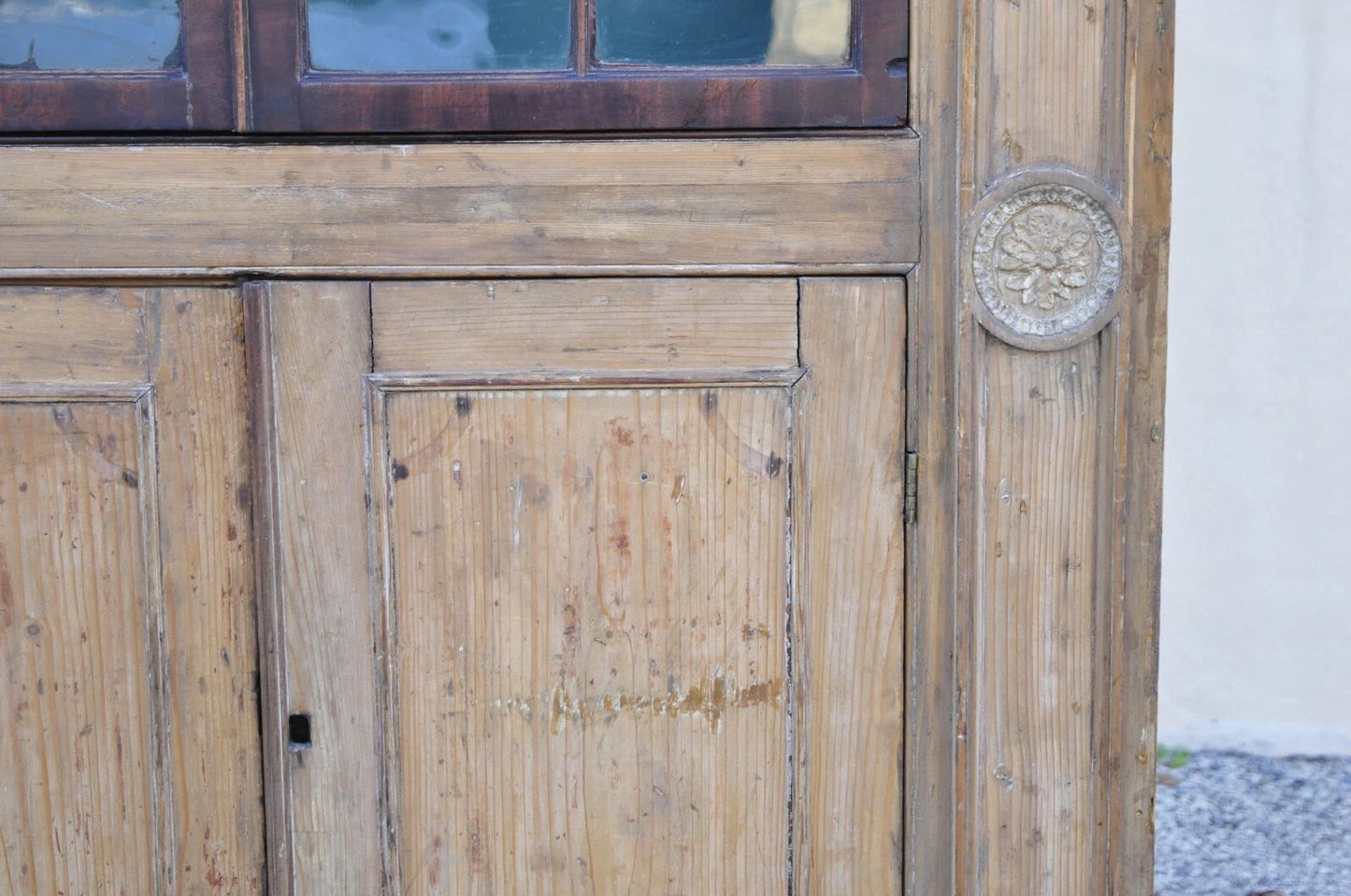 Antique Italian Renaissance 109" Tall Carved Wood Gothic Cupboard Hutch Cabinet