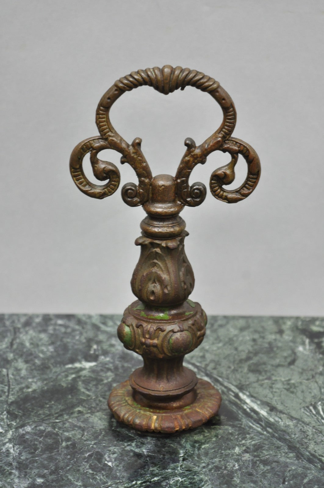 Antique Victorian Green Marble Cast Iron Pedestal Base Smoking Stand Side Table