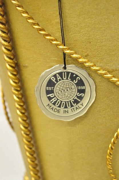 Vintage Italian Hollywood Regency Gold Gilt Iron Tole Wastebasket Trashcan