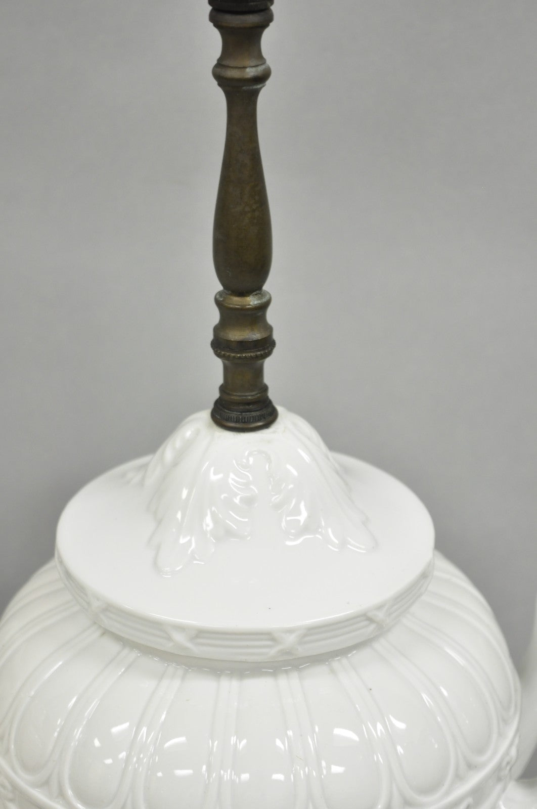 Antique Italian Neoclassical Greco Roman White Porcelain Urn Table Lamps - Pair