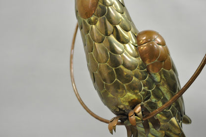 Vintage Sergio Bustamante Style Brass & Copper Parrot Swing Hanging Sculpture