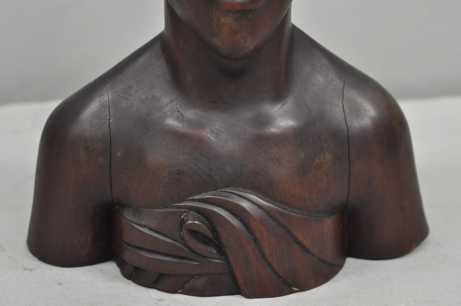 Vintage Carved Wood Balinese Indonesian Bali Woman Man Bust Sculpture