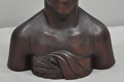 Vintage Carved Wood Balinese Indonesian Bali Woman Man Bust Sculpture