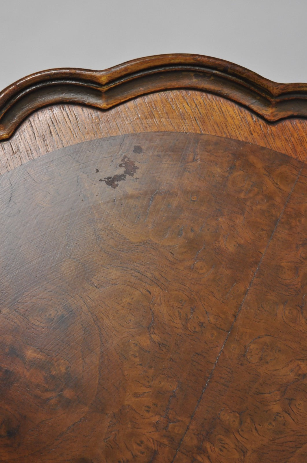 Antique French Louis XV Style Burl Walnut Small Pedestal Base Accent Side Table
