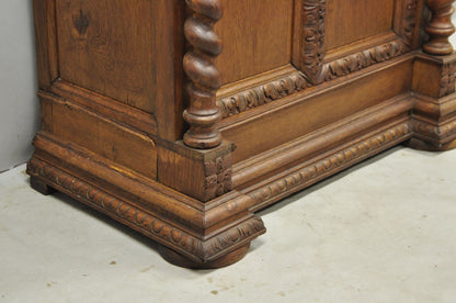 Antique Renaissance Revival Oak Wood Spiral Barley Twist Jelly Liquor Cabinet