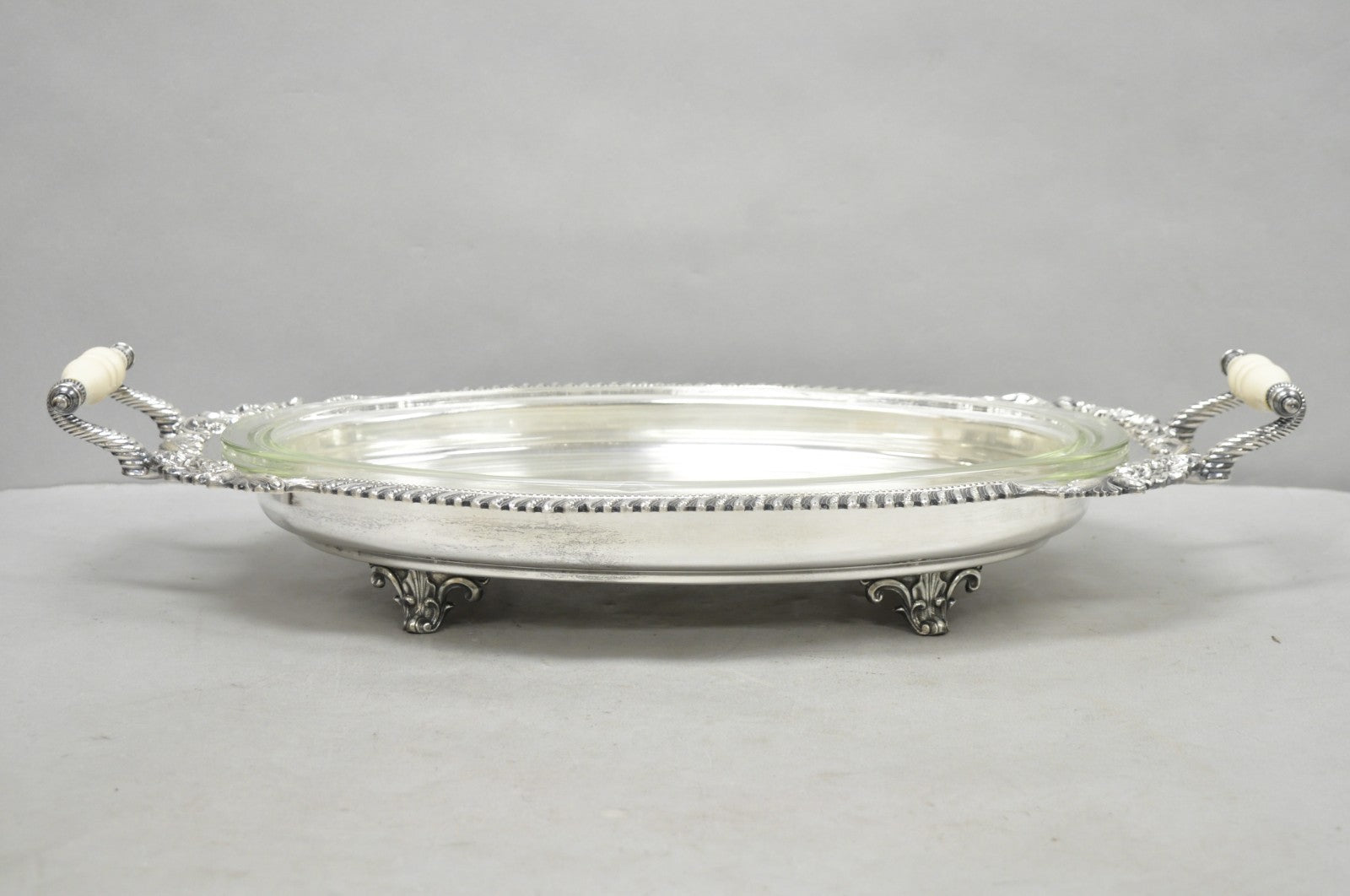Antique Sheffield Victorian Silver Plated Large Twin Handle Serving Dish Platter