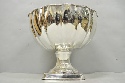 Regency Style Silver Plated Scalloped Pedestal Punch Bowl Champagne Ice Bucket