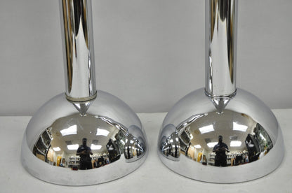 Vintage Mid Century Modern Chrome Ball Column Space Age Table Lamps - a Pair