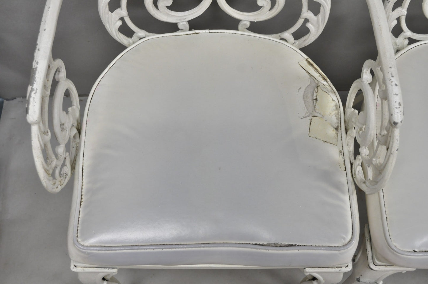 Vintage Art Nouveau Style Trojan Scrolling Cast Aluminum Dining Chairs Set of 4