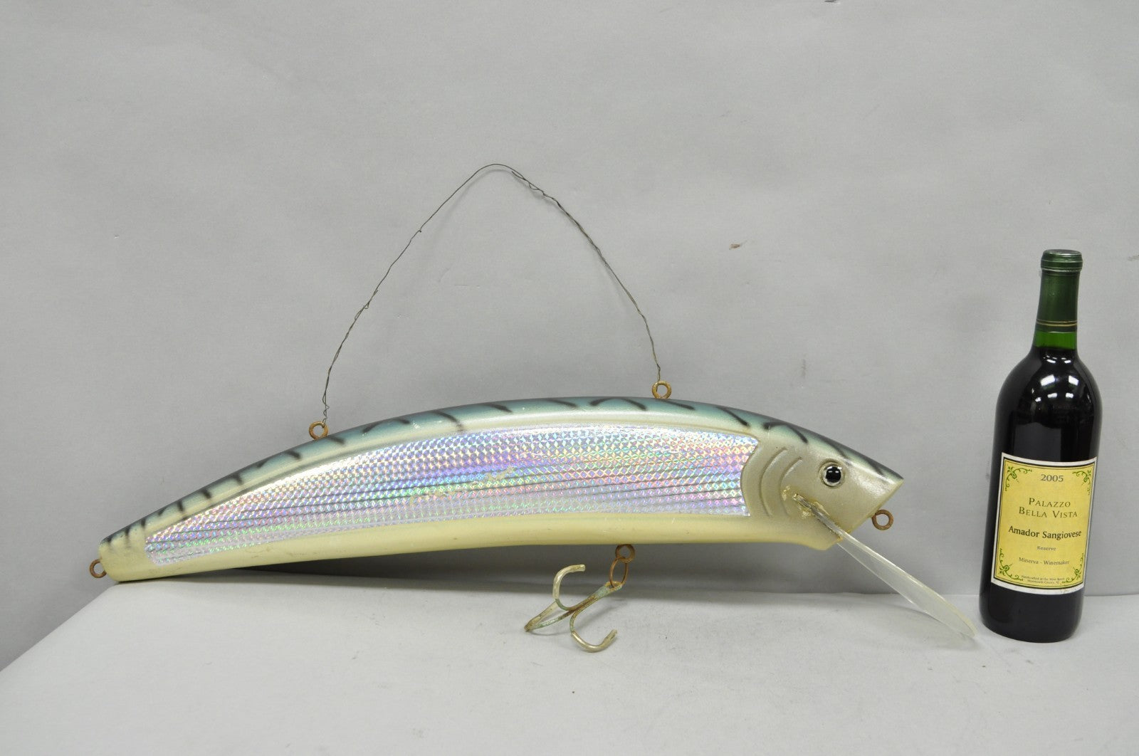 Vintage Wooden Giant Rapala 28” Fishing Lure Hanging Display w / Rainbow Decal