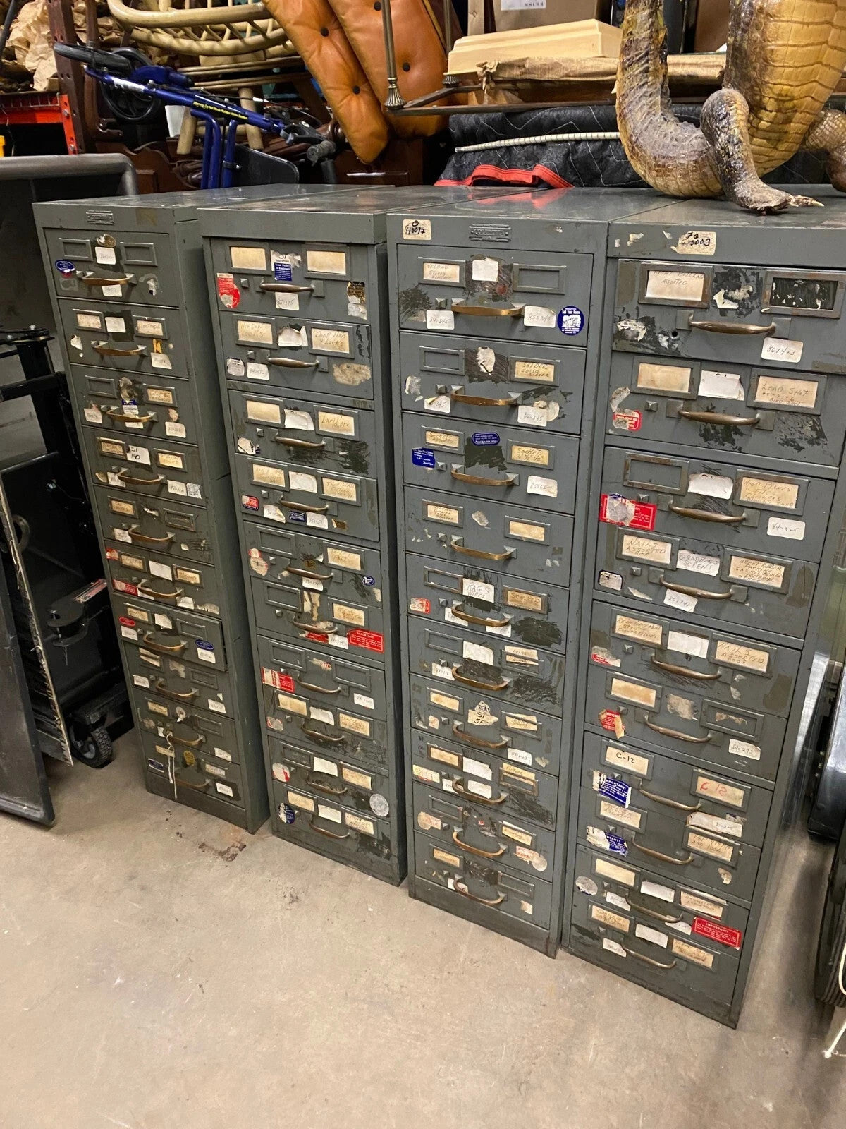 Vintage Columbia Steel Equip Gray Metal 10 Drawer Industrial File Cabinet (A)