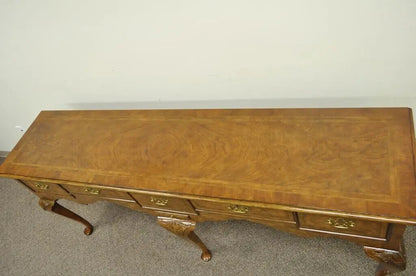 Vintage Baker Stately Homes Queen Anne Burl Walnut Sideboard Huntboard Server