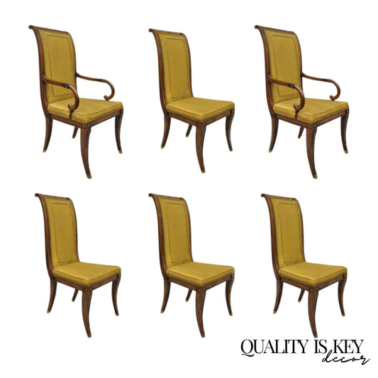 Karges French Regency Style Klismos Saber Leg Walnut Dining Chair - Set of 6
