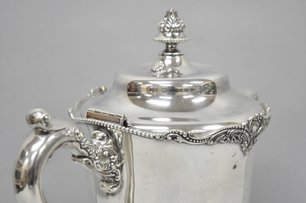 Antique Derby Silver English Victorian Silver Plated Large Warm Water Pitcher