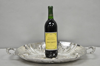 Antique Victorian Silver Plated Fruit Harvest Repousse Centerpiece Fruit Bowl