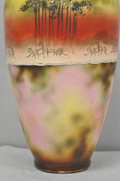 Antique Japanese Heavy Moriage Hand Painted Porcelain Oriental Bird Satsuma Vase