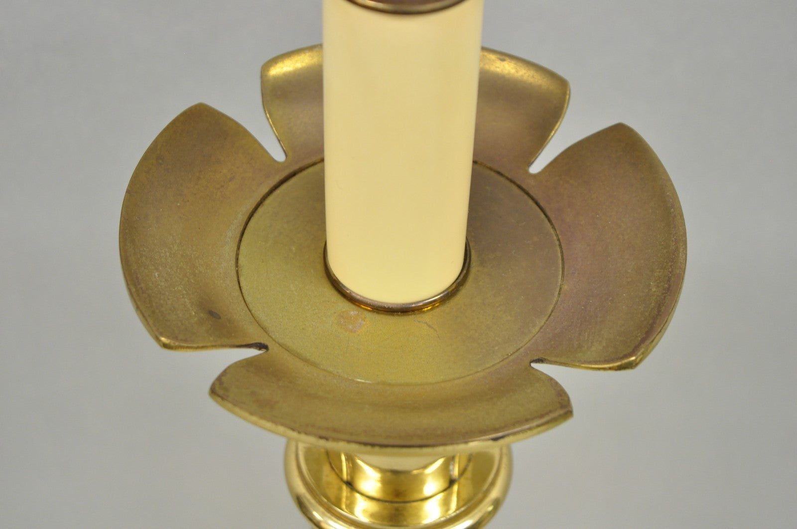 Vintage Remington Hollywood Regency Brass Lotus Flower Candlestick Table Lamp