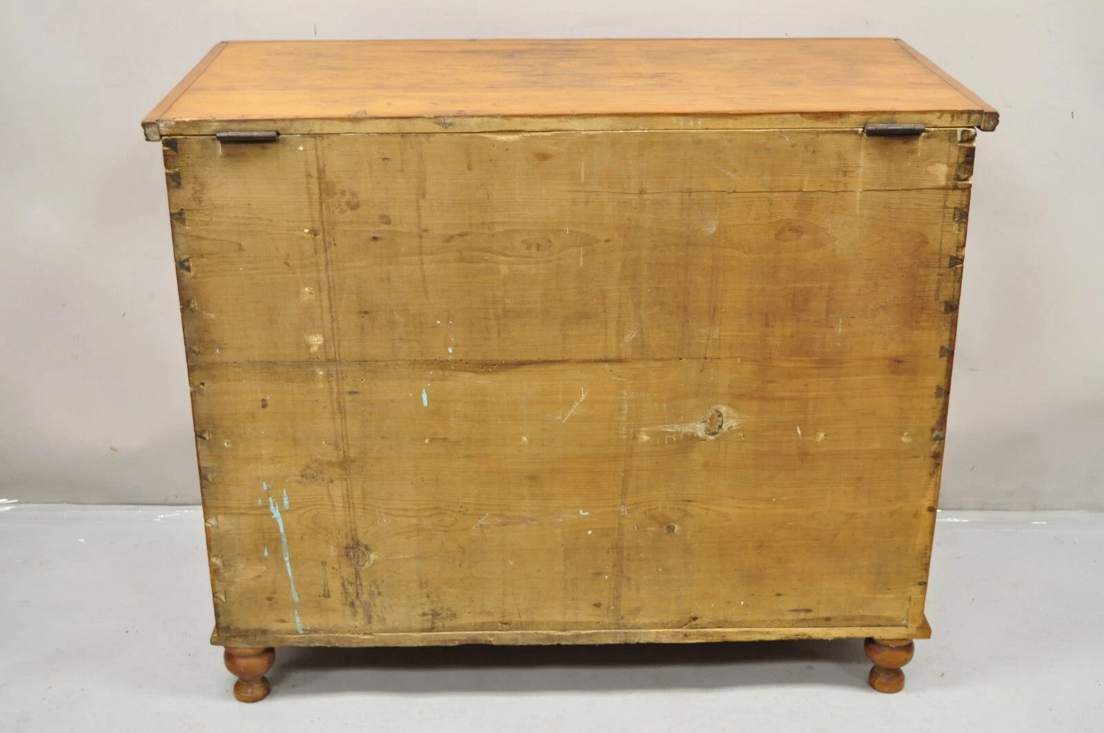 19th C. French Country Primitive Pine Wood 2 Tier Dovetailed Farmhouse Dough Box