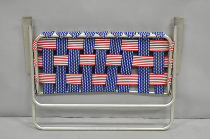Vintage Childs Size American Flag Webbing Folding Aluminum Lawn Chair Loveseat