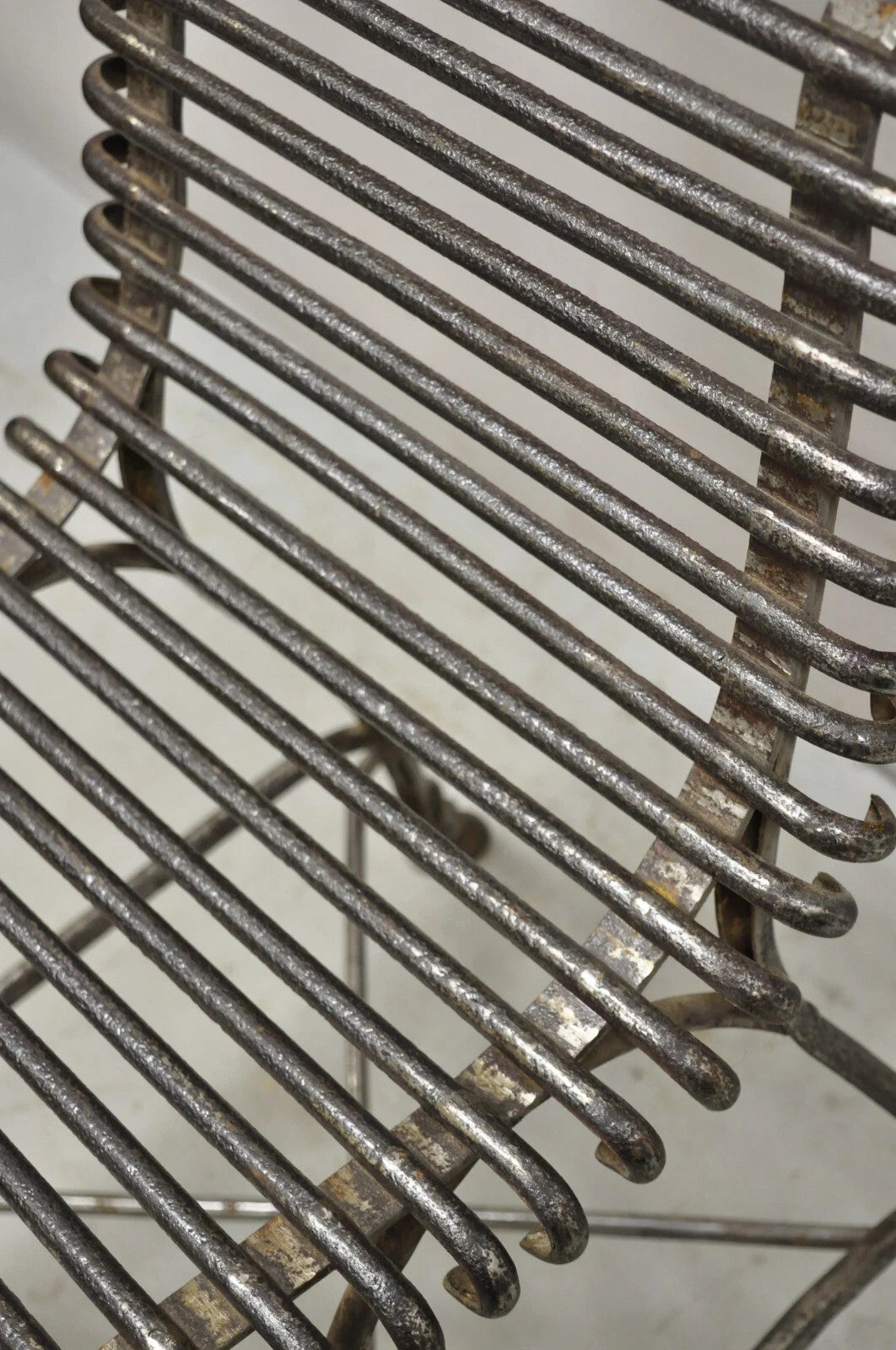 Antique Sauveur Arras French Wrought Cast Iron Spine Scrolling Garden Side Chair