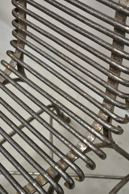 Antique Sauveur Arras French Wrought Cast Iron Spine Scrolling Garden Side Chair