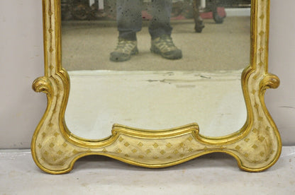 Vintage Italian Florentine Carved Sculpted Giltwood Cream and Gold Wall Mirror